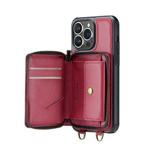 Load image into Gallery viewer, Casekis Zipper Crossbody Wallet RFID Phone Case Red
