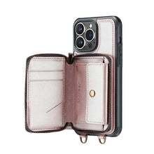 Görseli Galeri görüntüleyiciye yükleyin, Casekis Zipper Crossbody Wallet RFID Phone Case Rose Gold
