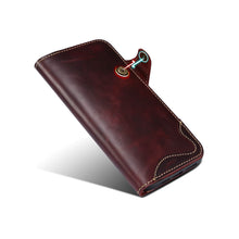 Muat gambar ke penampil Galeri, Casekis Genuine Cowhide Leather Button Flip Phone Case Red
