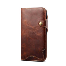 Load image into Gallery viewer, Genuine Cowhide Leather Button Flip Phone Case For Apple iPhone 13 Series - Casekis
