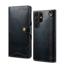 Carregar imagem no visualizador da galeria, Casekis Genuine Cowhide Leather Button Flip Phone Case For Galaxy S22 Ultra 5G
