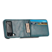 गैलरी व्यूवर में इमेज लोड करें, Casekis Folding Multi-card Leather Case for Galaxy Z Flip 3 5G
