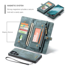 Load image into Gallery viewer, Casekis Zipper Wallet PU Leather Case Blue
