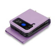 Carica l'immagine nel visualizzatore di Gallery, Casekis Crossbody Strap Leather Magnetic Wallet Case For Galaxy Z Flip 3 5G
