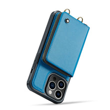 गैलरी व्यूवर में इमेज लोड करें, Casekis Zipper Crossbody Wallet RFID Phone Case Blue
