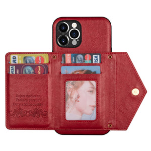 Casekis Crossbody Strap Leather Magnetic Wallet Phone Case Red