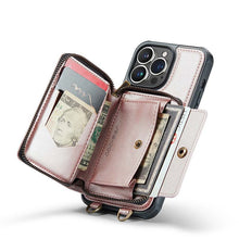 Görseli Galeri görüntüleyiciye yükleyin, Casekis Zipper Crossbody Wallet RFID Phone Case Rose Gold
