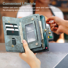 Load image into Gallery viewer, Casekis Zipper Wallet PU Leather Case Blue
