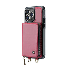 Load image into Gallery viewer, Casekis Zipper Crossbody Wallet RFID Phone Case Red
