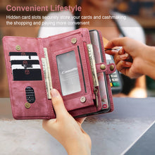 Load image into Gallery viewer, Casekis Zipper Wallet PU Leather Case Red
