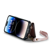 Görseli Galeri görüntüleyiciye yükleyin, Casekis Zipper Crossbody Wallet RFID Phone Case Rose Gold
