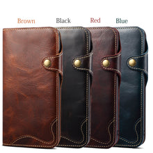 Carica l'immagine nel visualizzatore di Gallery, Casekis Genuine Cowhide Leather Button Flip Phone Case Blue
