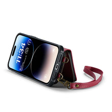 Load image into Gallery viewer, Casekis Zipper Crossbody Wallet RFID Phone Case Red

