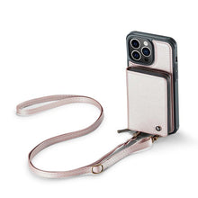 Görseli Galeri görüntüleyiciye yükleyin, Casekis Zipper Crossbody Wallet RFID Phone Case Rose Gold
