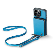 गैलरी व्यूवर में इमेज लोड करें, Casekis Zipper Crossbody Wallet RFID Phone Case Blue
