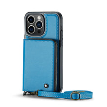 गैलरी व्यूवर में इमेज लोड करें, Casekis Zipper Crossbody Wallet RFID Phone Case Blue

