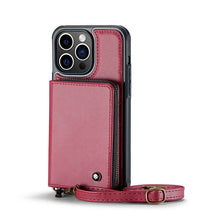 Load image into Gallery viewer, Casekis Zipper Crossbody Wallet RFID Phone Case Red
