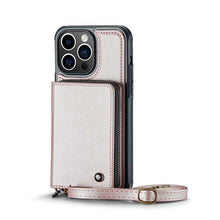 Görseli Galeri görüntüleyiciye yükleyin, Casekis Zipper Crossbody Wallet RFID Phone Case Rose Gold
