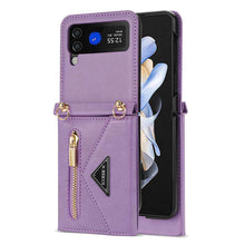 Carica l'immagine nel visualizzatore di Gallery, Casekis Crossbody Strap Leather Magnetic Wallet Case For Galaxy Z Flip 3 5G
