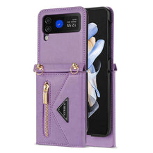 Load image into Gallery viewer, Casekis Crossbody Strap Leather Magnetic Wallet Case For Galaxy Z Flip 4 5G
