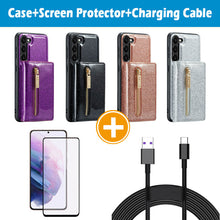 Cargar imagen en el visor de la galería, Casekis Glitter Cardholer Magnetic Phone Case for Galaxy S23 Plus 5G
