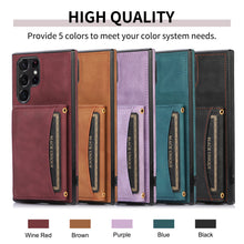 Load image into Gallery viewer, Wallet phone case leather tri-fold cardholder phone case for Galaxy
