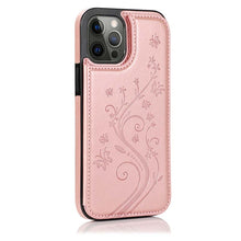 Load image into Gallery viewer, Casekis Butterfly Embossing Wallet Phone Case Rose Gold
