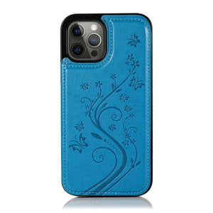 Casekis Butterfly Embossing Wallet Phone Case Dark Blue