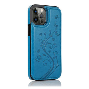 Casekis Butterfly Embossing Wallet Phone Case Dark Blue