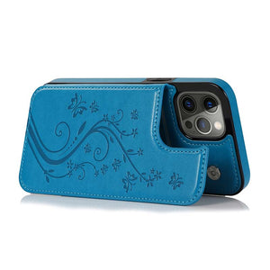 Casekis Butterfly Embossing Wallet Phone Case Dark Blue