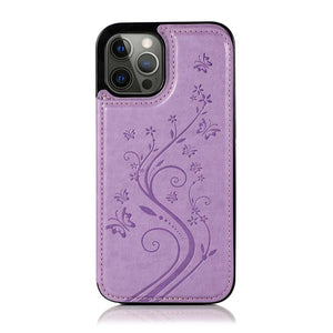 Casekis Butterfly Embossing Wallet Phone Case Purple