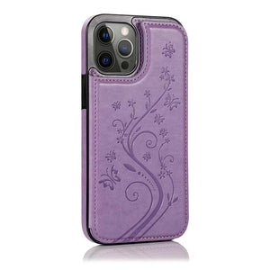 Casekis Butterfly Embossing Wallet Phone Case Purple