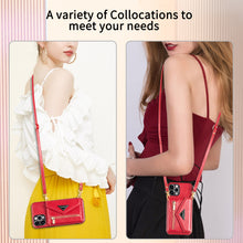 Load image into Gallery viewer, Casekis Crossbody Strap Leather Magnetic Wallet Phone Case Red
