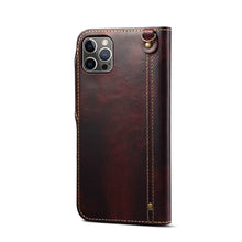 Muat gambar ke penampil Galeri, Casekis Genuine Cowhide Leather Button Flip Phone Case Red
