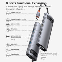 Carregar imagem no visualizador da galeria, 8 in 1 USB C Hub Docking Station
