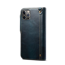 Carica l'immagine nel visualizzatore di Gallery, Casekis Genuine Cowhide Leather Button Flip Phone Case Blue
