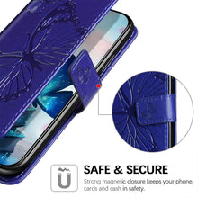 画像をギャラリービューアに読み込む, Casekis Embossed Butterfly Wallet Phone Case Blue
