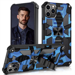 Casekis Armor Shockproof With Kickstand Phone Case Dark Blue Camouflage