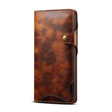 Load image into Gallery viewer, Genuine Cowhide Leather Button Flip Phone Case For Samsung Galaxy S21 5G - Casekis

