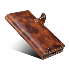 Load image into Gallery viewer, Genuine Cowhide Leather Button Flip Phone Case For Samsung Galaxy S21 5G - Casekis
