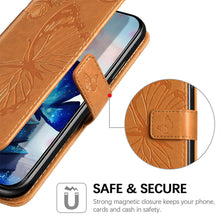 Load image into Gallery viewer, Casekis Embossed Butterfly Wallet Phone Case Yellow
