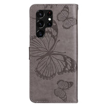 Load image into Gallery viewer, Casekis Embossed Butterfly Wallet Phone Case Gray
