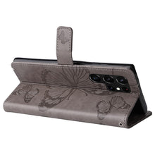 Load image into Gallery viewer, Casekis Embossed Butterfly Wallet Phone Case Gray
