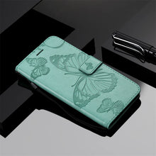 Load image into Gallery viewer, Casekis Embossed Butterfly Wallet Phone Case Green
