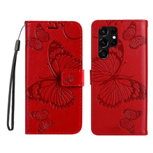 Load image into Gallery viewer, Casekis Embossed Butterfly Wallet Phone Case Red
