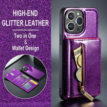 Carregar imagem no visualizador da galeria, Casekis Glitter Cardholer Magnetic Phone Case Dark Purple

