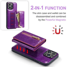 Carregar imagem no visualizador da galeria, Casekis Glitter Cardholer Magnetic Phone Case Dark Purple

