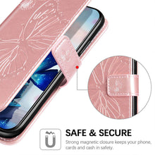 Load image into Gallery viewer, Casekis Embossed Butterfly Wallet Phone Case Rose Gold
