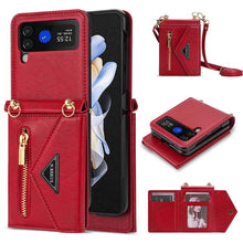Carica l'immagine nel visualizzatore di Gallery, Casekis Crossbody Strap Leather Magnetic Wallet Case For Galaxy Z Flip 3 5G
