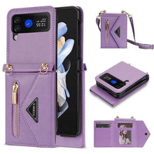 Carica l'immagine nel visualizzatore di Gallery, Casekis Crossbody Strap Leather Magnetic Wallet Case For Galaxy Z Flip 3 5G
